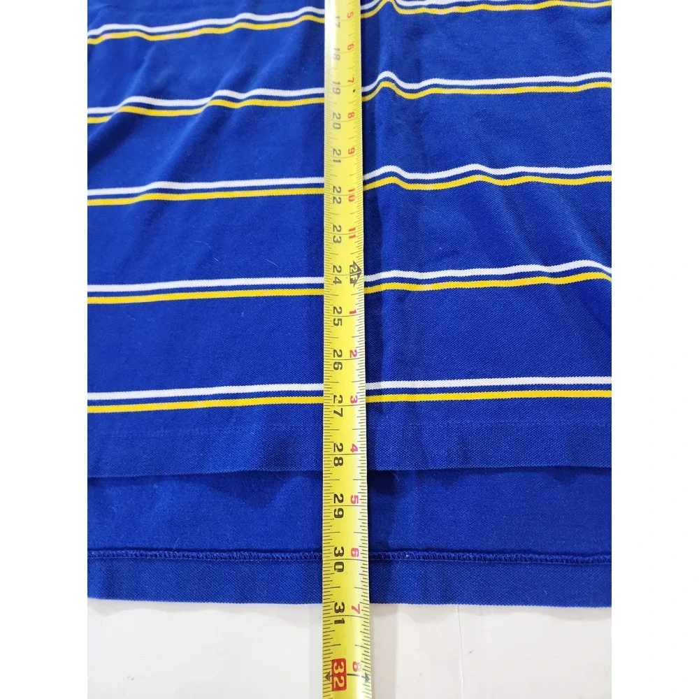 Vtg Polo Ralph Lauren Striped Long Sleeve Polo Shirt XL Blue Yellow Pima Cotton